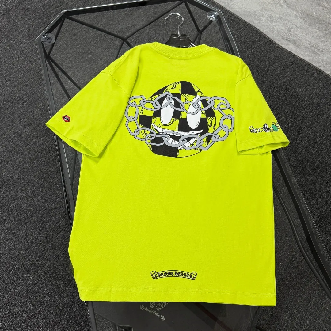 P180 Chrome Hearts 25 high version fabrics made of 300g high-density cotton, no deformation, no shrinkage, complete with three labels, same style for men and women, process: sleeve embroidery + digital printing, color: white, black, fluorescent green, SIZE: S-XL